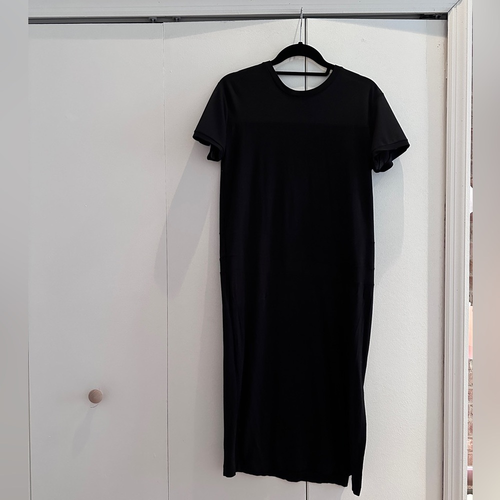 Black Midi Dress with Sheer Detail